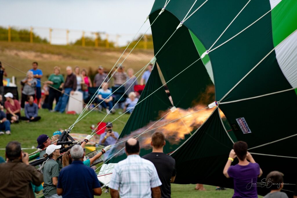 Plano Balloon Festival showing the blowing up of a Balloon.