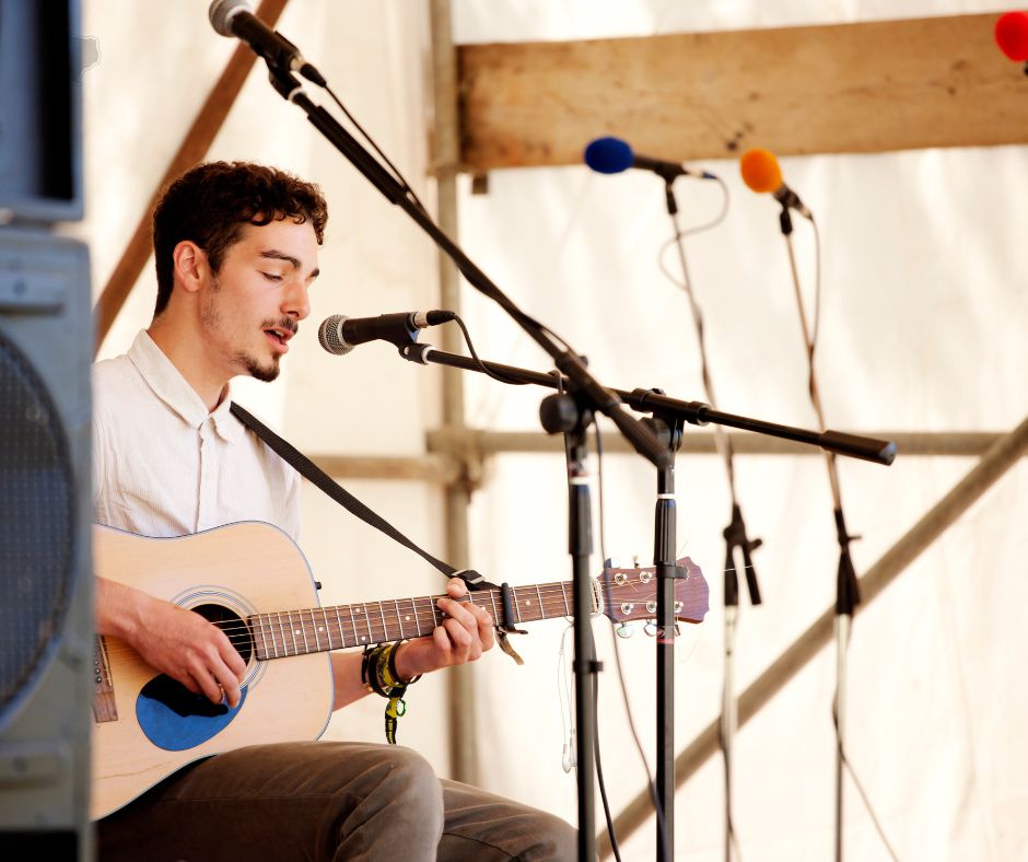 Live music at an outdoor kids festival.